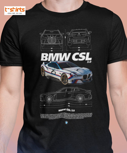 BMW CSL 3.0 T-Shirt | Classic Motorsport Car Tee - Maroon - T-Shirts Online