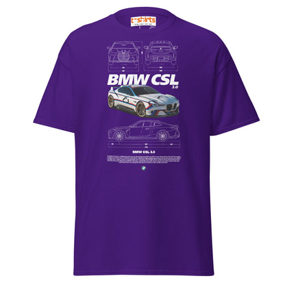 BMW CSL 3.0 T-Shirt | Classic Motorsport Car Tee - Purple - T-Shirts Online