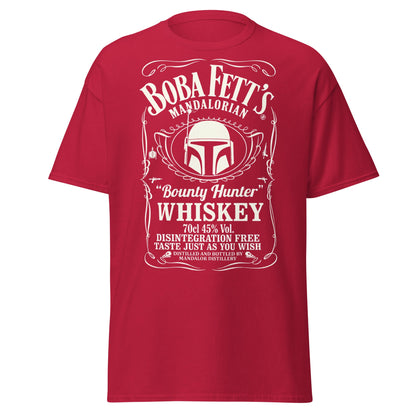 Boba Fett Whiskey T-Shirt - Mandalorian Bounty Hunter Tee - Cardinal - T-Shirts Online