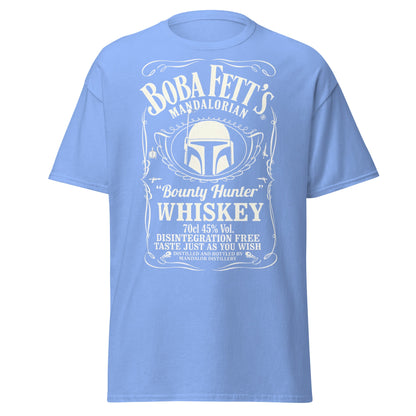 Boba Fett Whiskey T-Shirt - Mandalorian Bounty Hunter Tee - Carolina Blue - T-Shirts Online