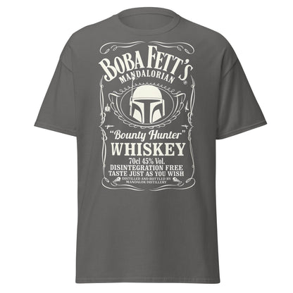 Boba Fett Whiskey T-Shirt - Mandalorian Bounty Hunter Tee - Charcoal - T-Shirts Online