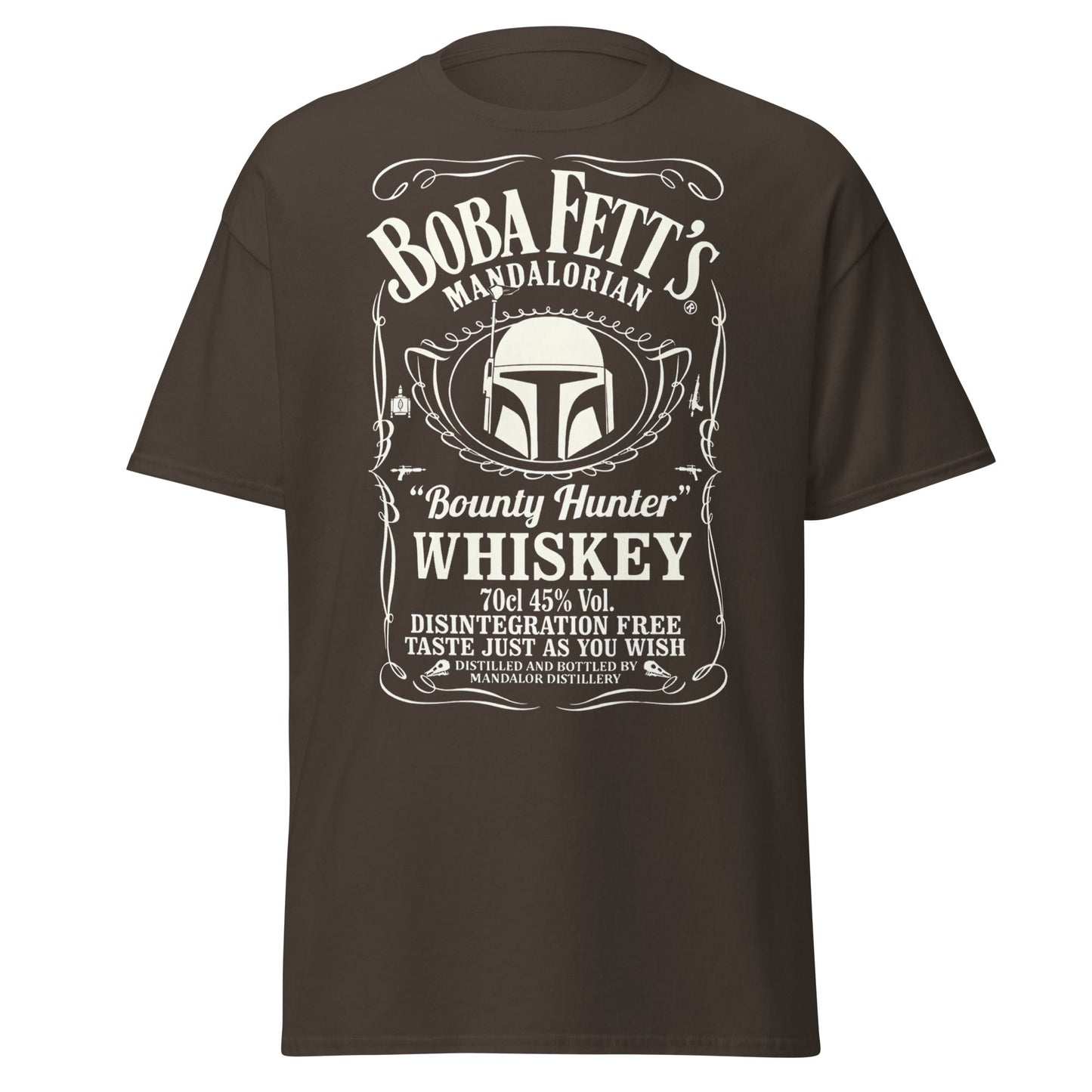 Boba Fett Whiskey T-Shirt - Mandalorian Bounty Hunter Tee - Dark Chocolate - T-Shirts Online
