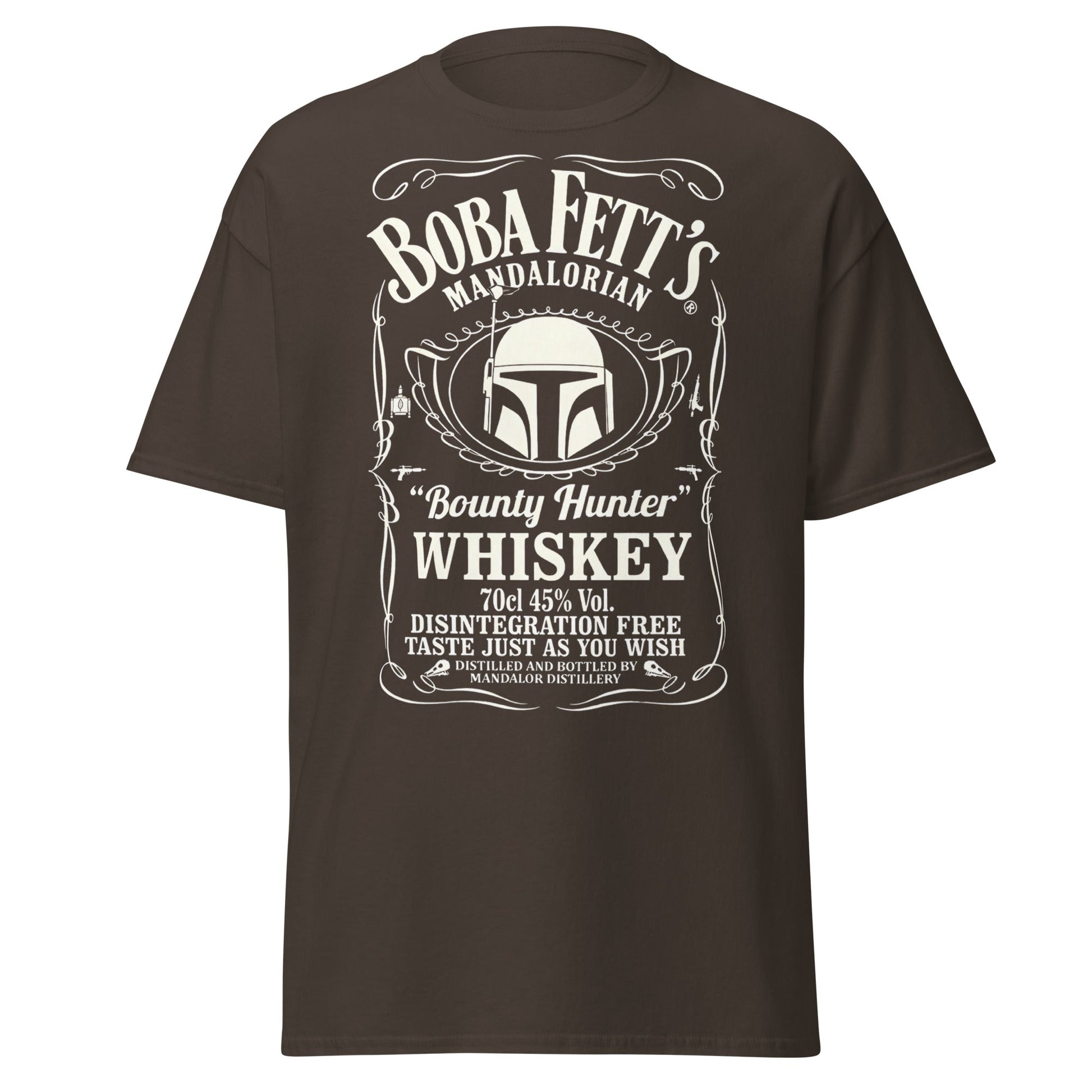 Boba Fett Whiskey T-Shirt - Mandalorian Bounty Hunter Tee - Dark Chocolate - T-Shirts Online