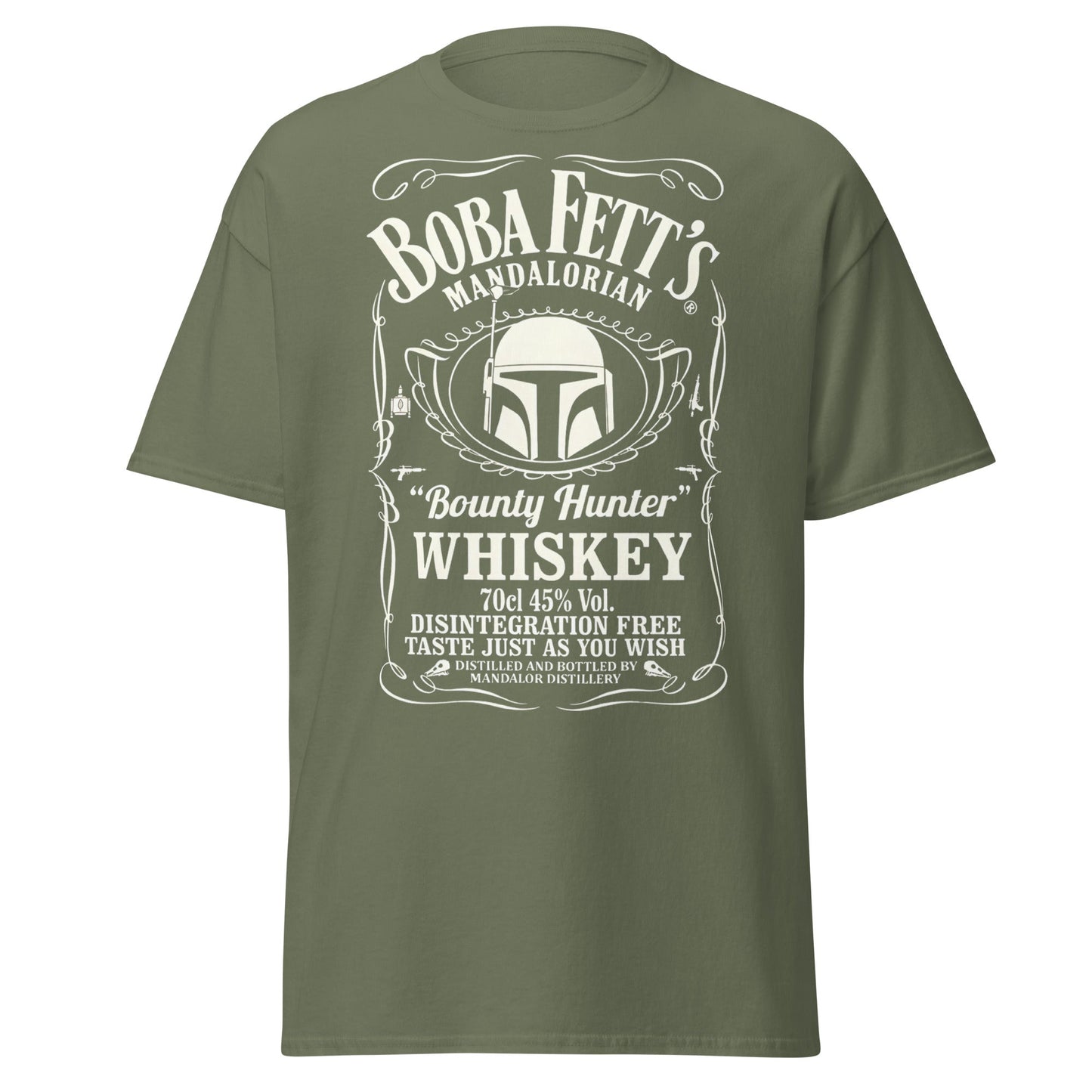 Boba Fett Whiskey T-Shirt - Mandalorian Bounty Hunter Tee - Military Green - T-Shirts Online