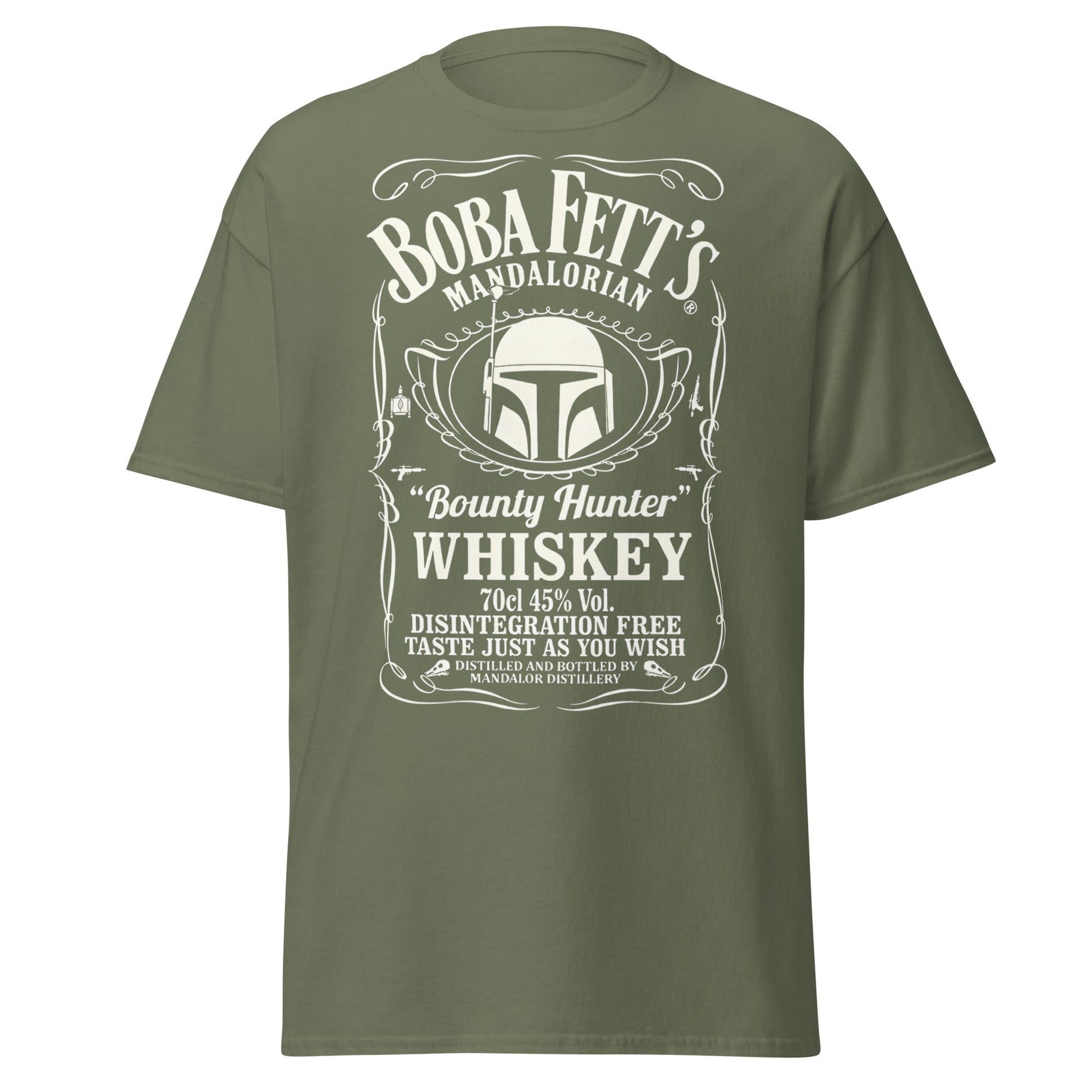 Boba Fett Whiskey T-Shirt - Mandalorian Bounty Hunter Tee - Military Green - T-Shirts Online