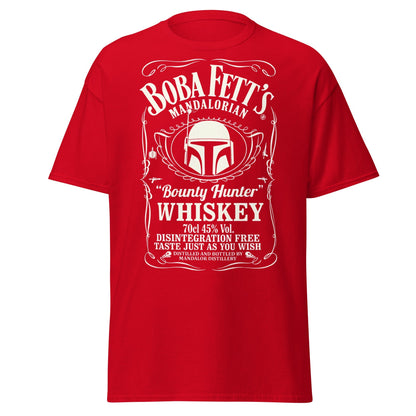Boba Fett Whiskey T-Shirt - Mandalorian Bounty Hunter Tee - Red - T-Shirts Online
