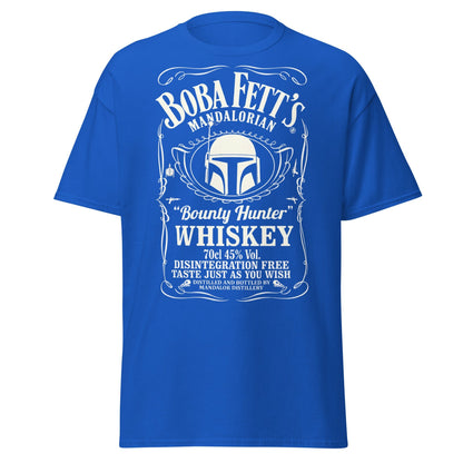 Boba Fett Whiskey T-Shirt - Mandalorian Bounty Hunter Tee - Royal - T-Shirts Online