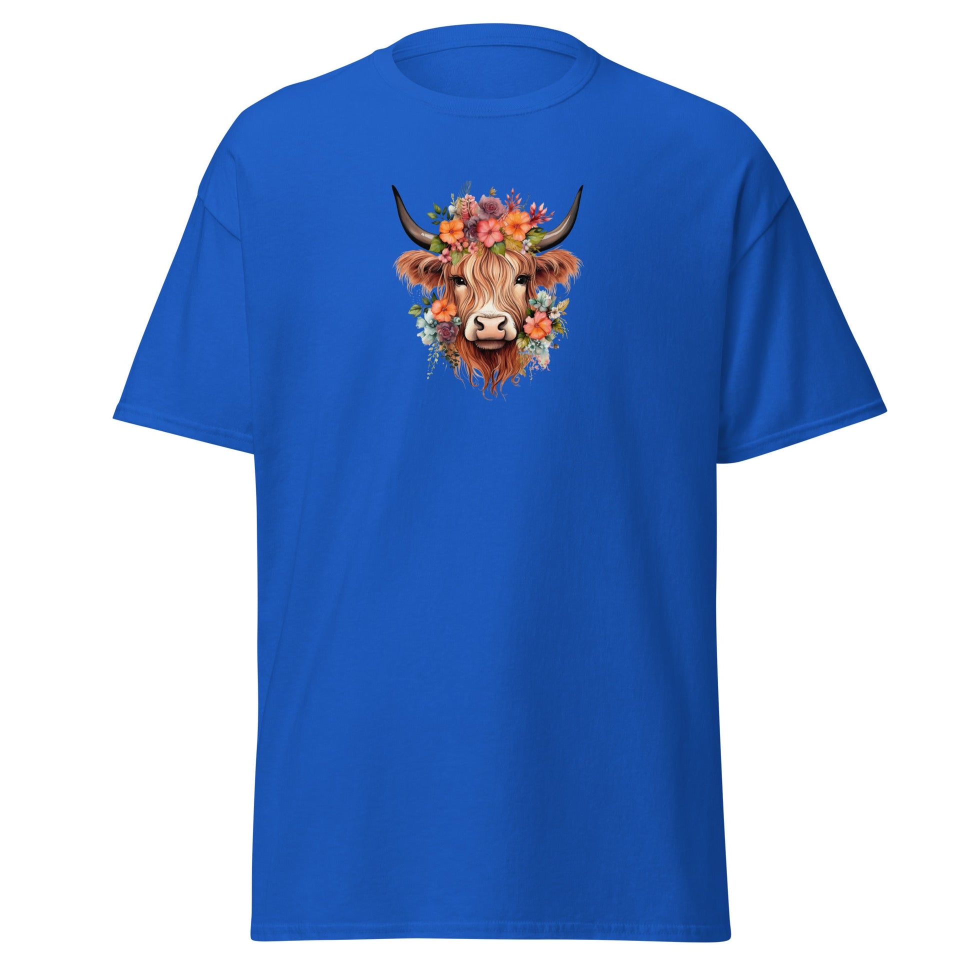 Boho Highland Cow | Highland Cow T-Shirt - Royal - T-Shirts Online