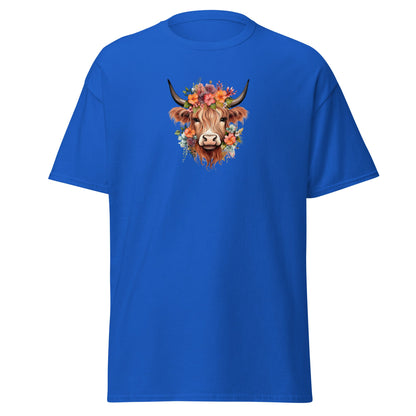 Boho Highland Cow | Highland Cow T-Shirt - Royal - T-Shirts Online