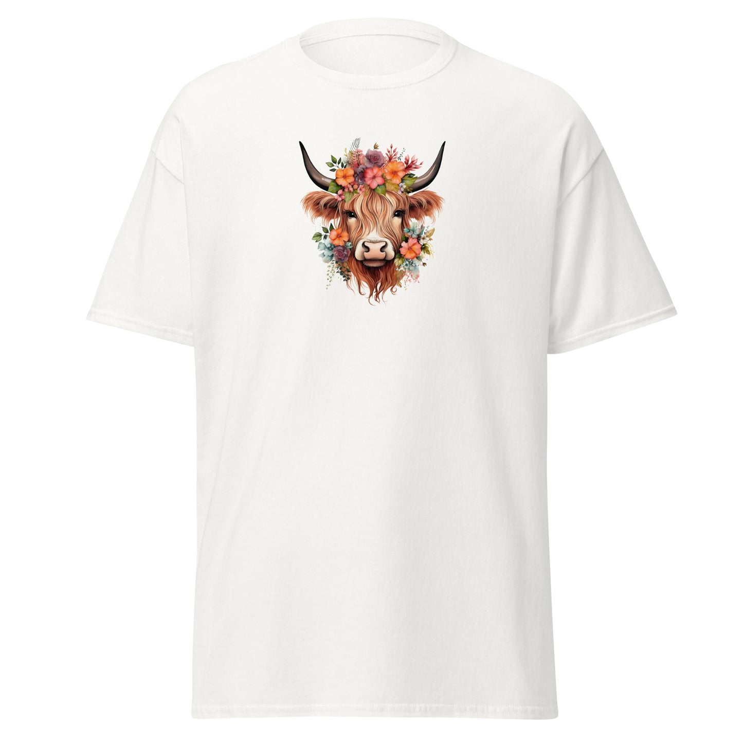 Boho Highland Cow | Highland Cow T-Shirt - White - T-Shirts Online