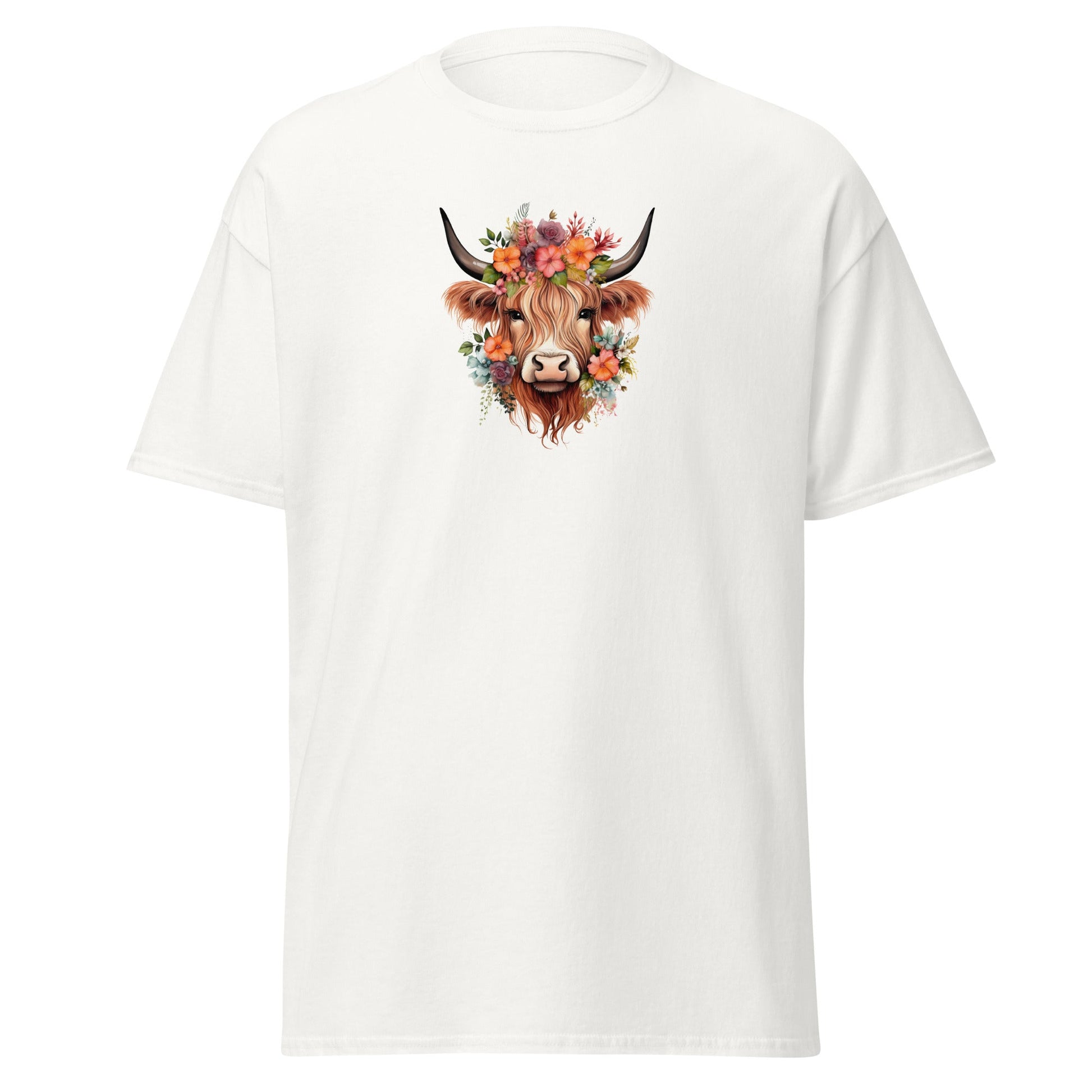Boho Highland Cow | Highland Cow T-Shirt - White - T-Shirts Online