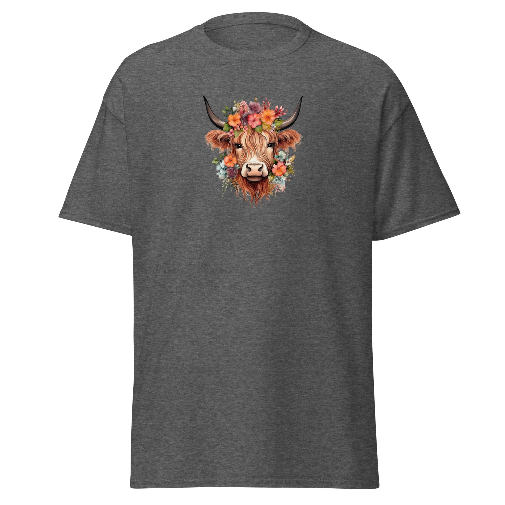 Boho Highland Cow | Highland Cow T-Shirt - Dark Heather - T-Shirts Online