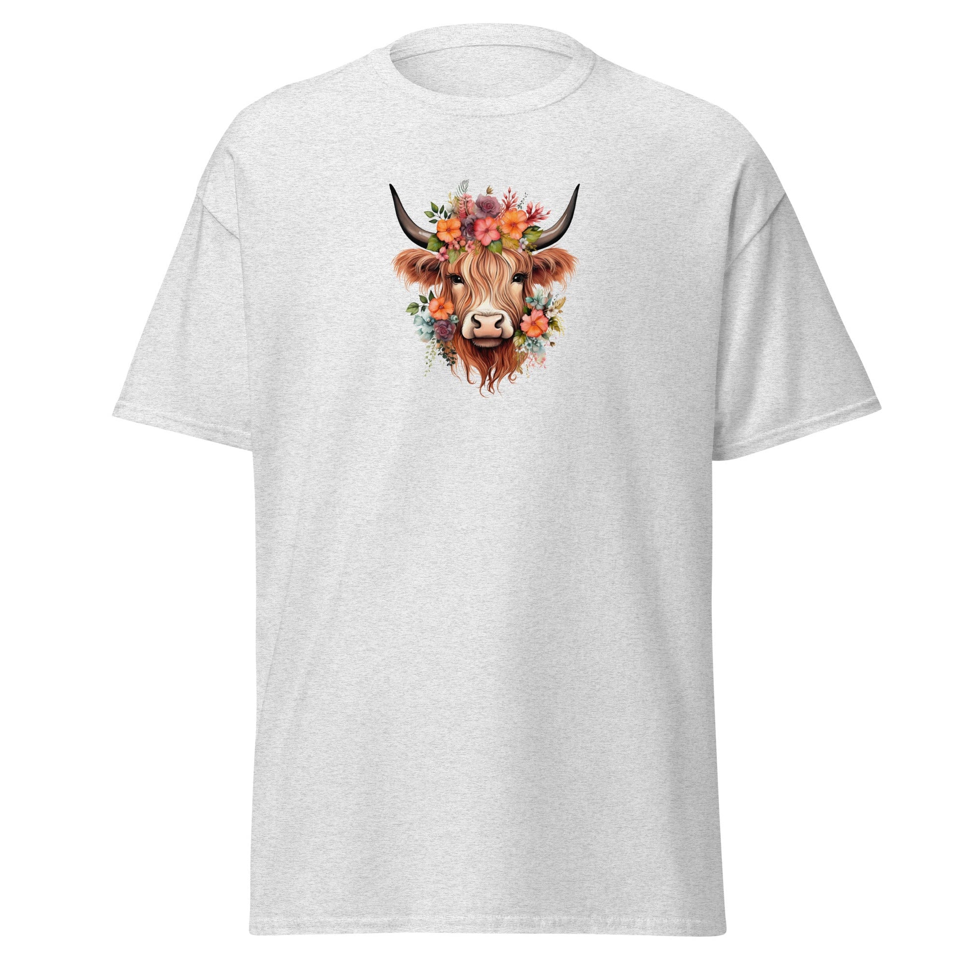 Boho Highland Cow | Highland Cow T-Shirt - Ash - T-Shirts Online