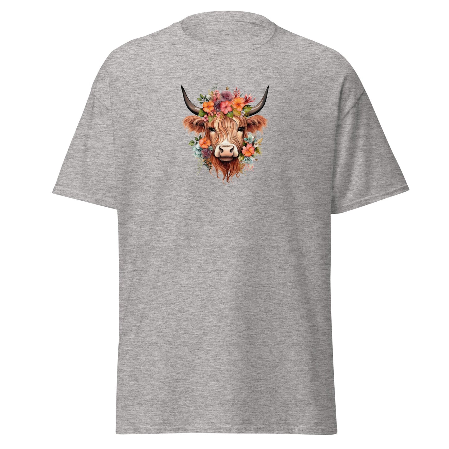 Boho Highland Cow | Highland Cow T-Shirt - Sport Grey - T-Shirts Online
