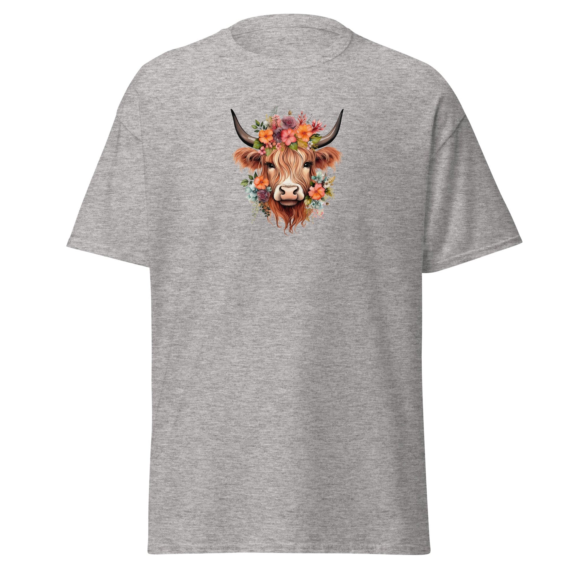 Boho Highland Cow | Highland Cow T-Shirt - Sport Grey - T-Shirts Online