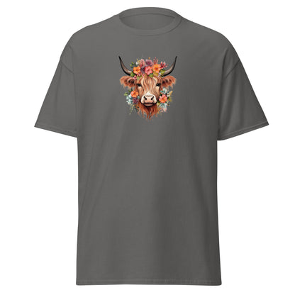Boho Highland Cow | Highland Cow T-Shirt - Charcoal - T-Shirts Online