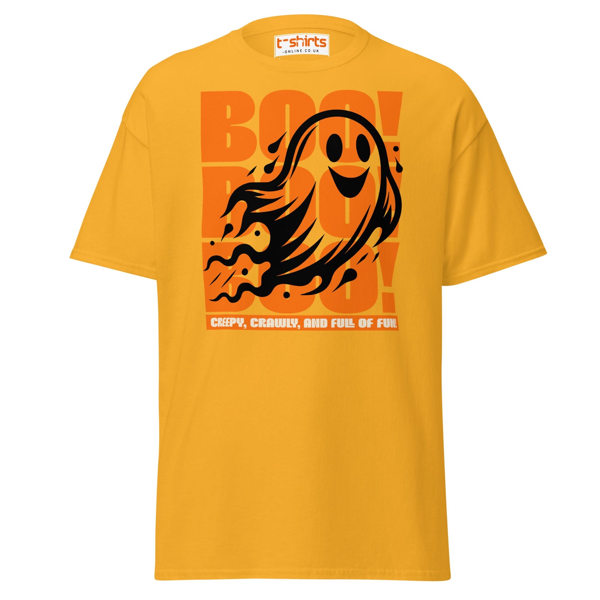 BOO! Ghost Halloween T-Shirt - Gold - T-Shirts Online