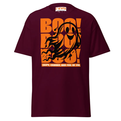 BOO! Ghost Halloween T-Shirt - Maroon - T-Shirts Online