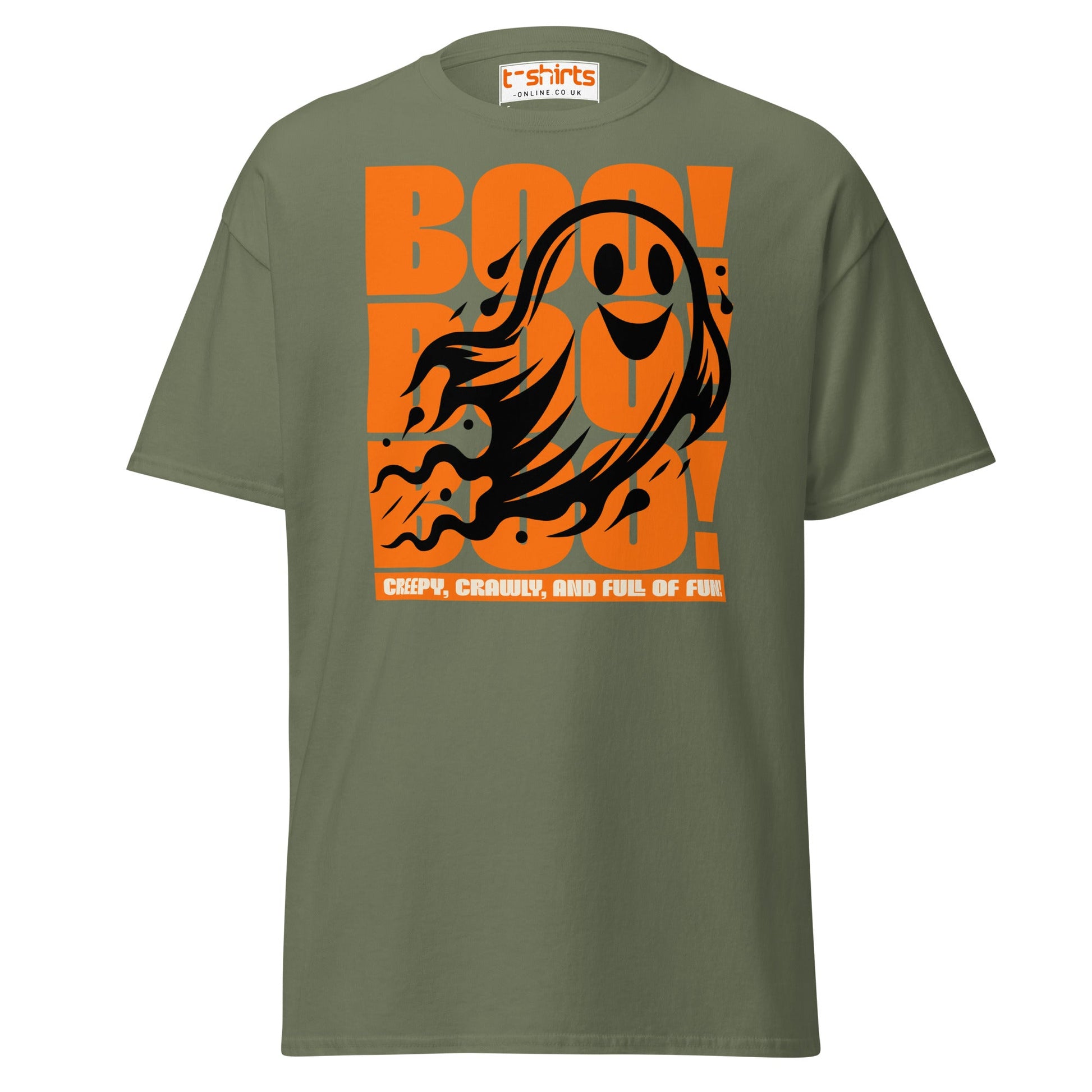 BOO! Ghost Halloween T-Shirt - Military Green - T-Shirts Online