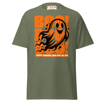 BOO! Ghost Halloween T-Shirt - Military Green - T-Shirts Online