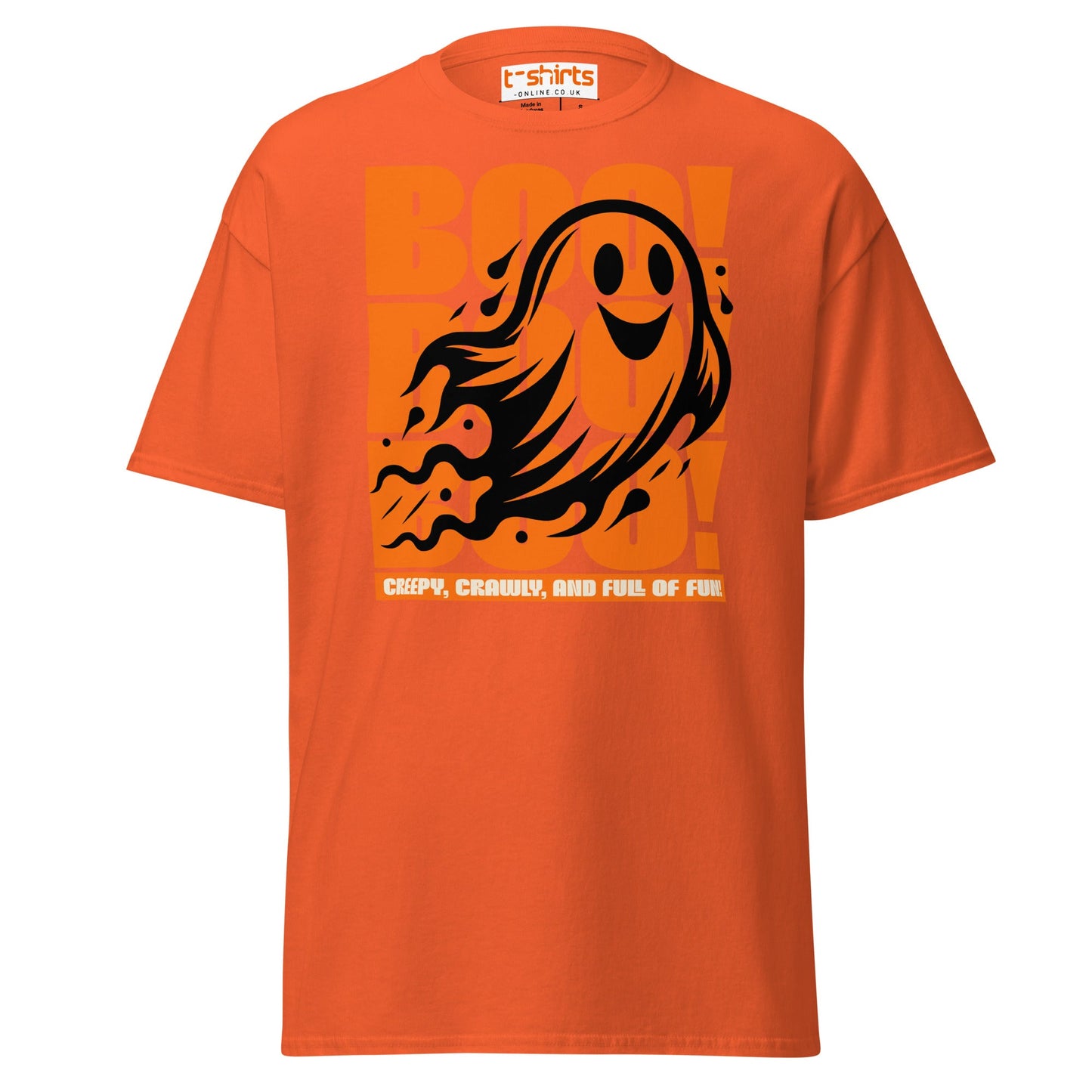 BOO! Ghost Halloween T-Shirt - Orange - T-Shirts Online