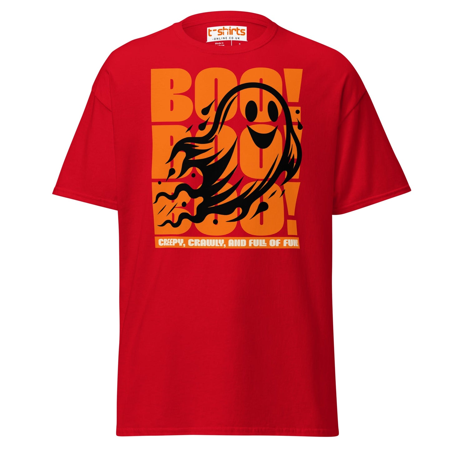 BOO! Ghost Halloween T-Shirt - Red - T-Shirts Online