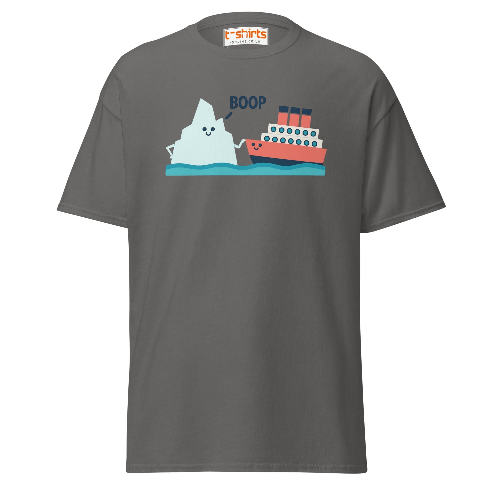 Boop Iceberg & Ship T-Shirt – Cute Nautical Tee - Charcoal - T-Shirts Online