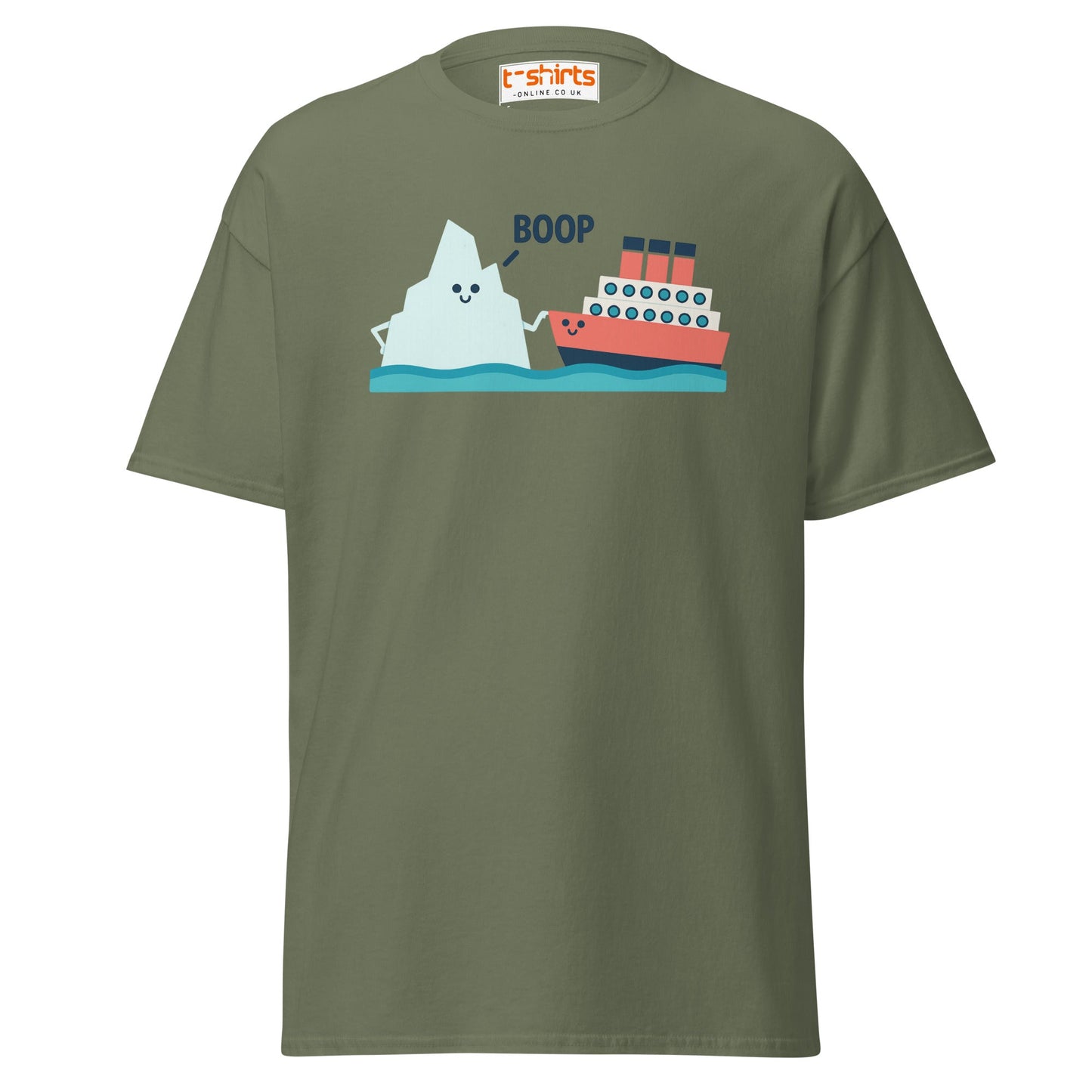 Boop Iceberg & Ship T-Shirt – Cute Nautical Tee - Military Green - T-Shirts Online