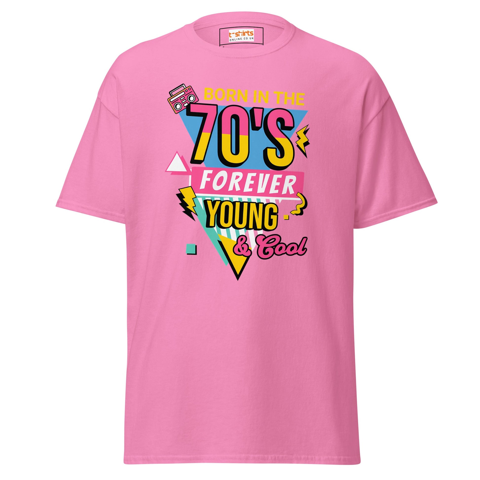Born in the 70's T-Shirt | Graphic Bold Tee - Azalea - T-Shirts Online