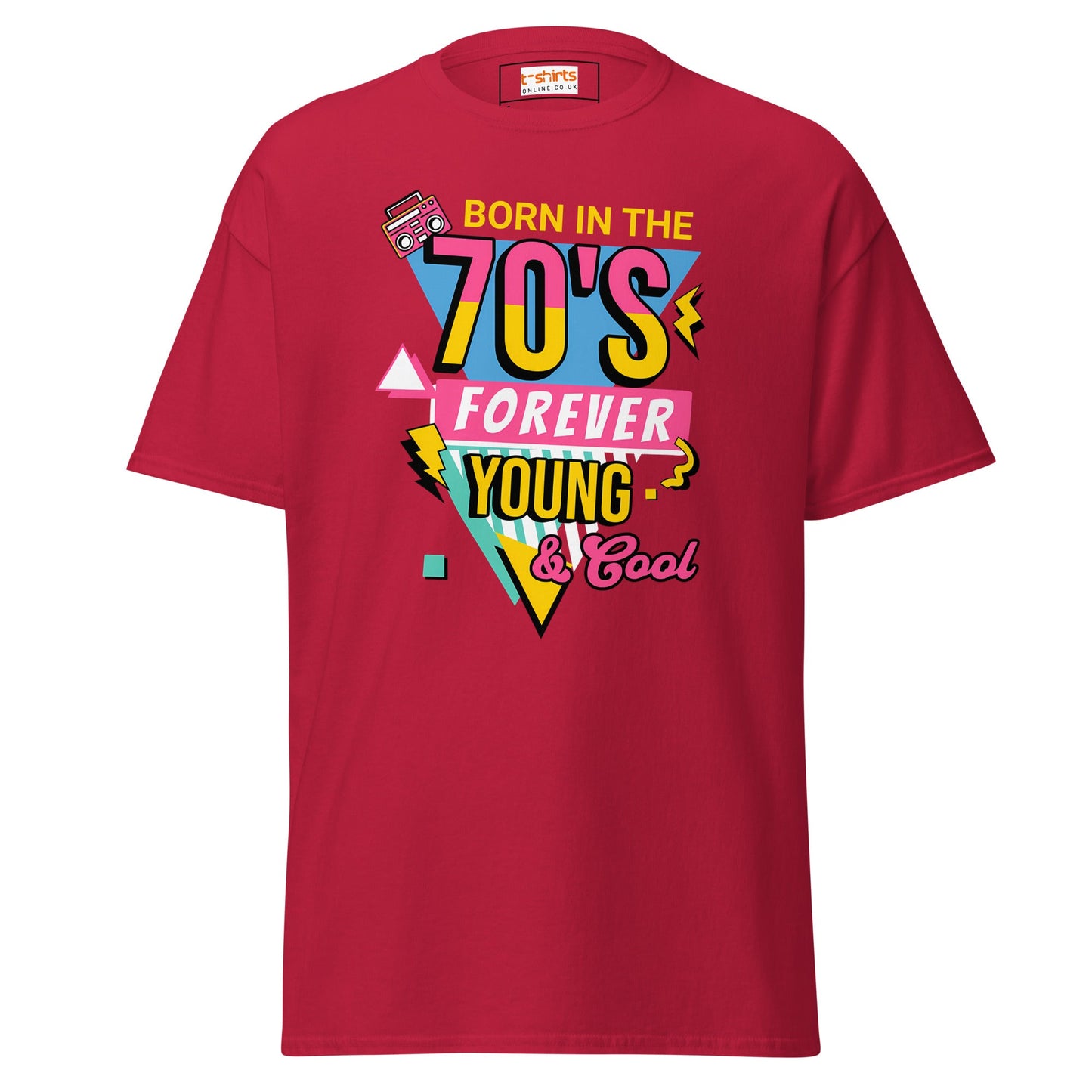 Born in the 70's T-Shirt | Graphic Bold Tee - Cardinal - T-Shirts Online