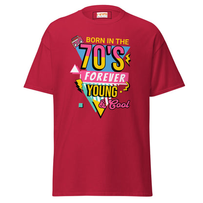 Born in the 70's T-Shirt | Graphic Bold Tee - Cardinal - T-Shirts Online