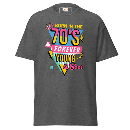Born in the 70's T-Shirt | Graphic Bold Tee - Dark Heather - T-Shirts Online
