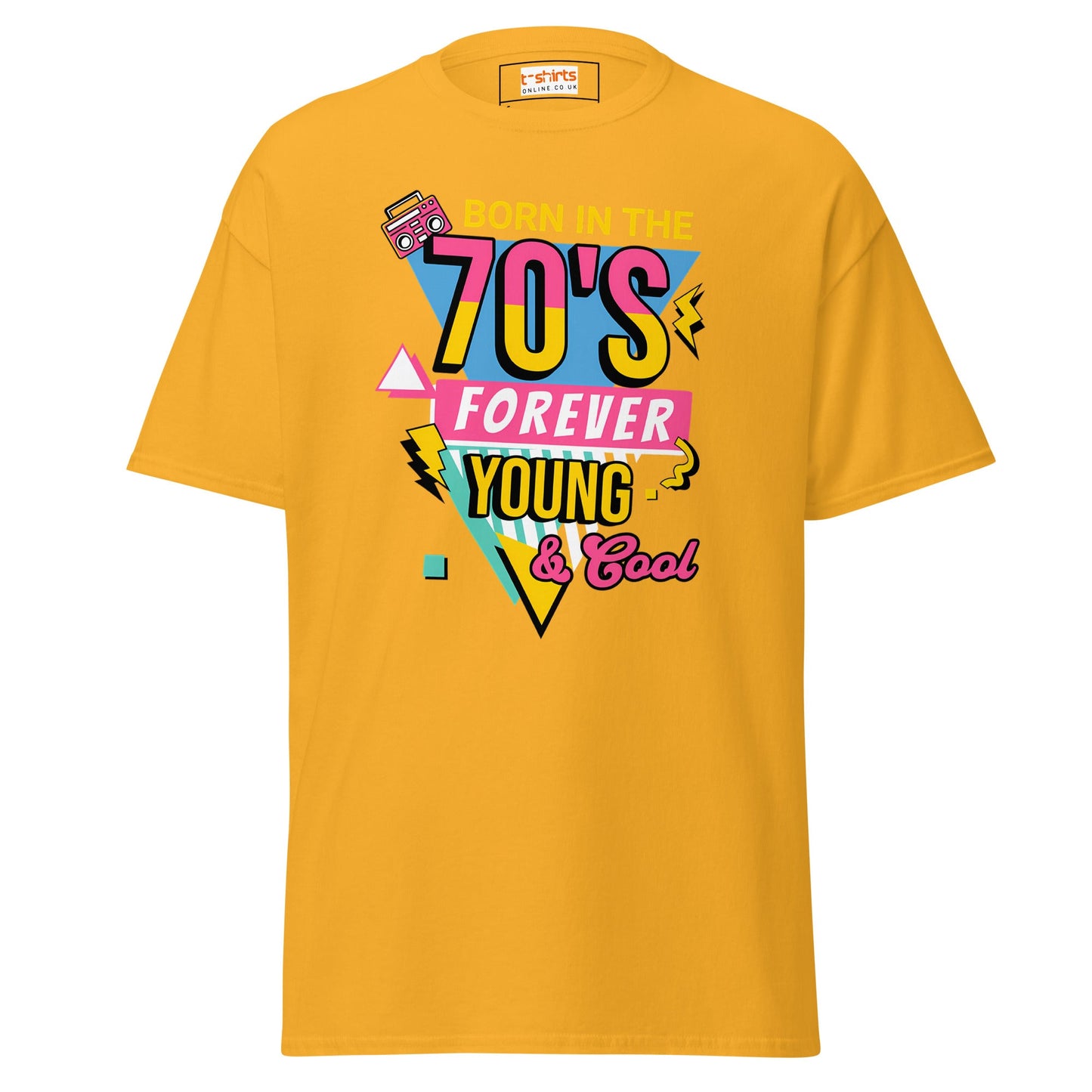 Born in the 70's T-Shirt | Graphic Bold Tee - Gold - T-Shirts Online