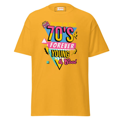 Born in the 70's T-Shirt | Graphic Bold Tee - Gold - T-Shirts Online