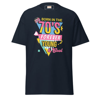 Born in the 70's T-Shirt | Graphic Bold Tee - Navy - T-Shirts Online