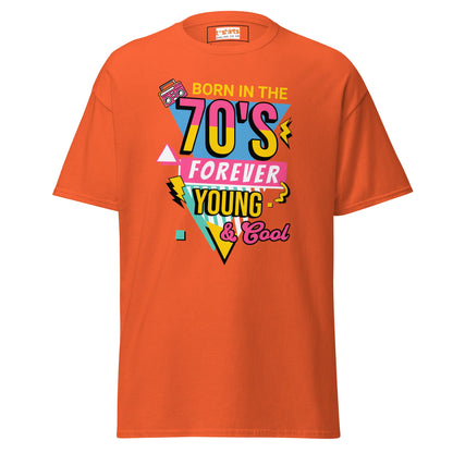 Born in the 70's T-Shirt | Graphic Bold Tee - Orange - T-Shirts Online