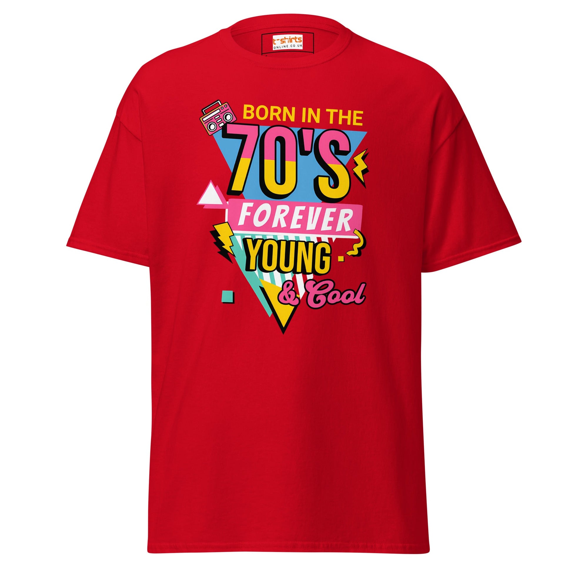 Born in the 70's T-Shirt | Graphic Bold Tee - Red - T-Shirts Online