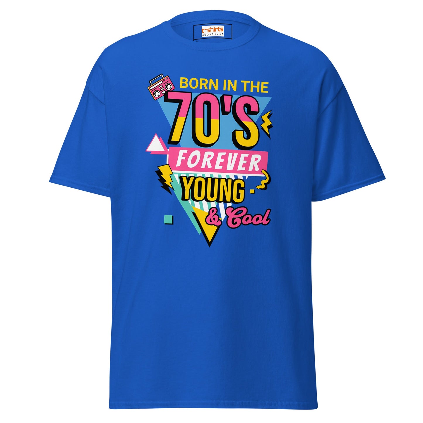 Born in the 70's T-Shirt | Graphic Bold Tee - Royal - T-Shirts Online