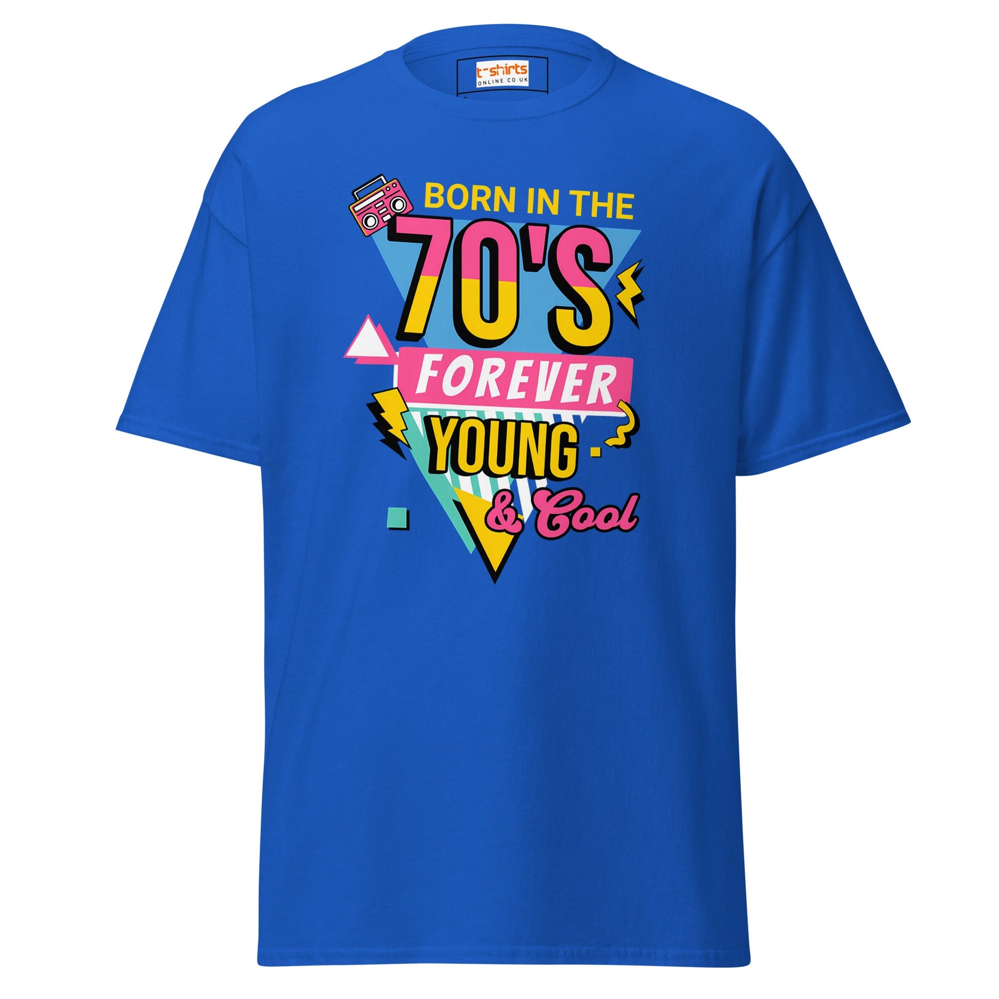 Born in the 70's T-Shirt | Graphic Bold Tee - Royal - T-Shirts Online