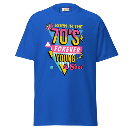 Born in the 70's T-Shirt | Graphic Bold Tee - Royal - T-Shirts Online