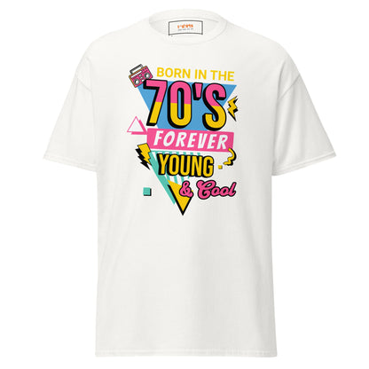 Born in the 70's T-Shirt | Graphic Bold Tee - White - T-Shirts Online
