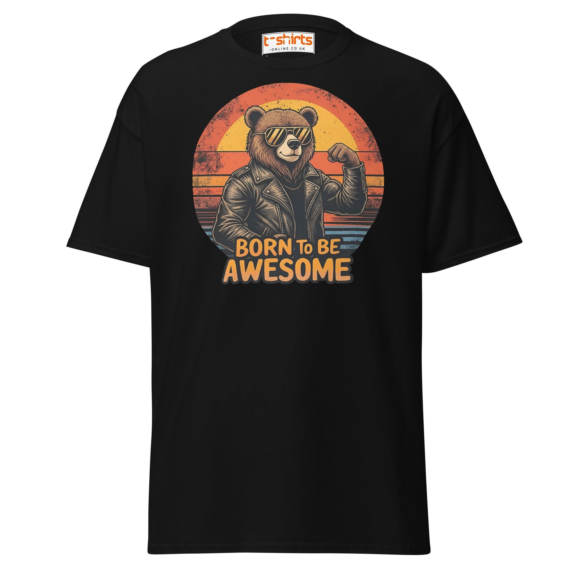 Born to Be Awesome T-Shirt | Cool Bear Graphic Tee - Black - T-Shirts Online