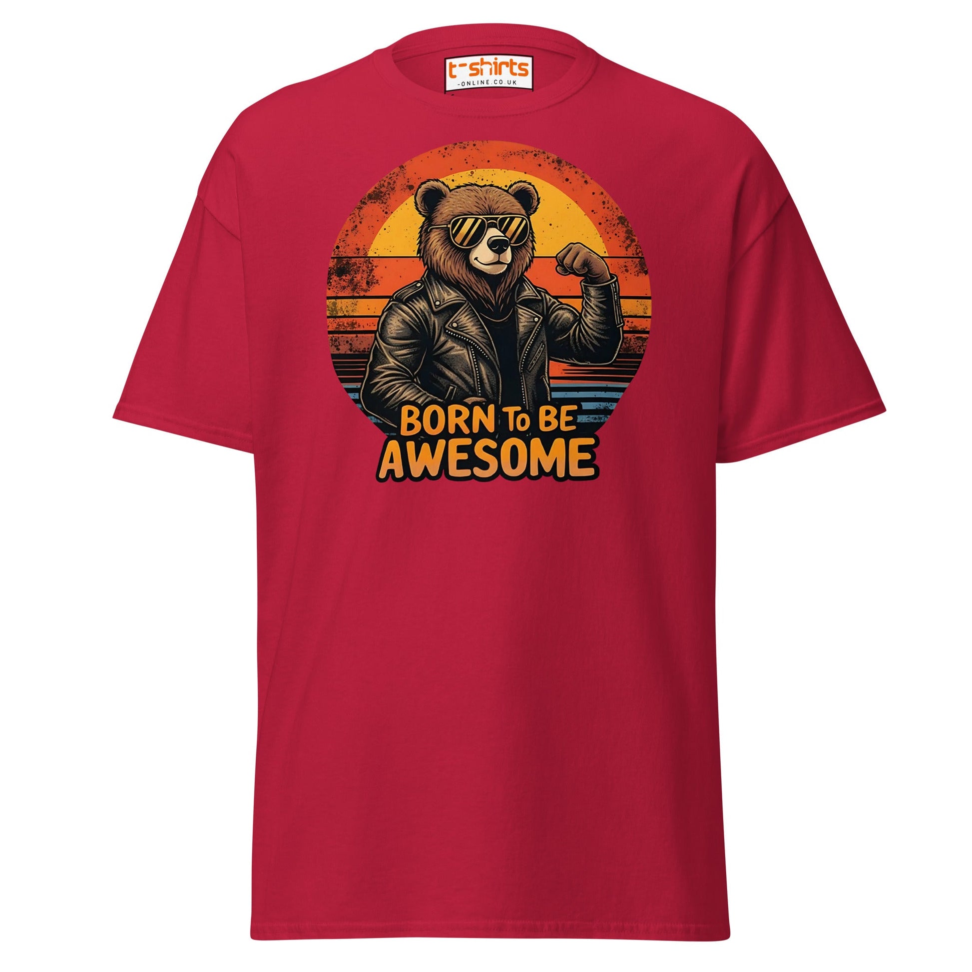 Born to Be Awesome T-Shirt | Cool Bear Graphic Tee - Cardinal - T-Shirts Online