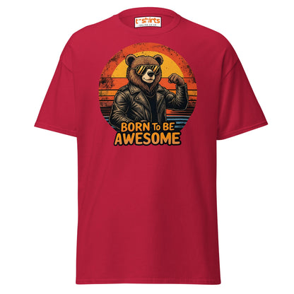Born to Be Awesome T-Shirt | Cool Bear Graphic Tee - Cardinal - T-Shirts Online