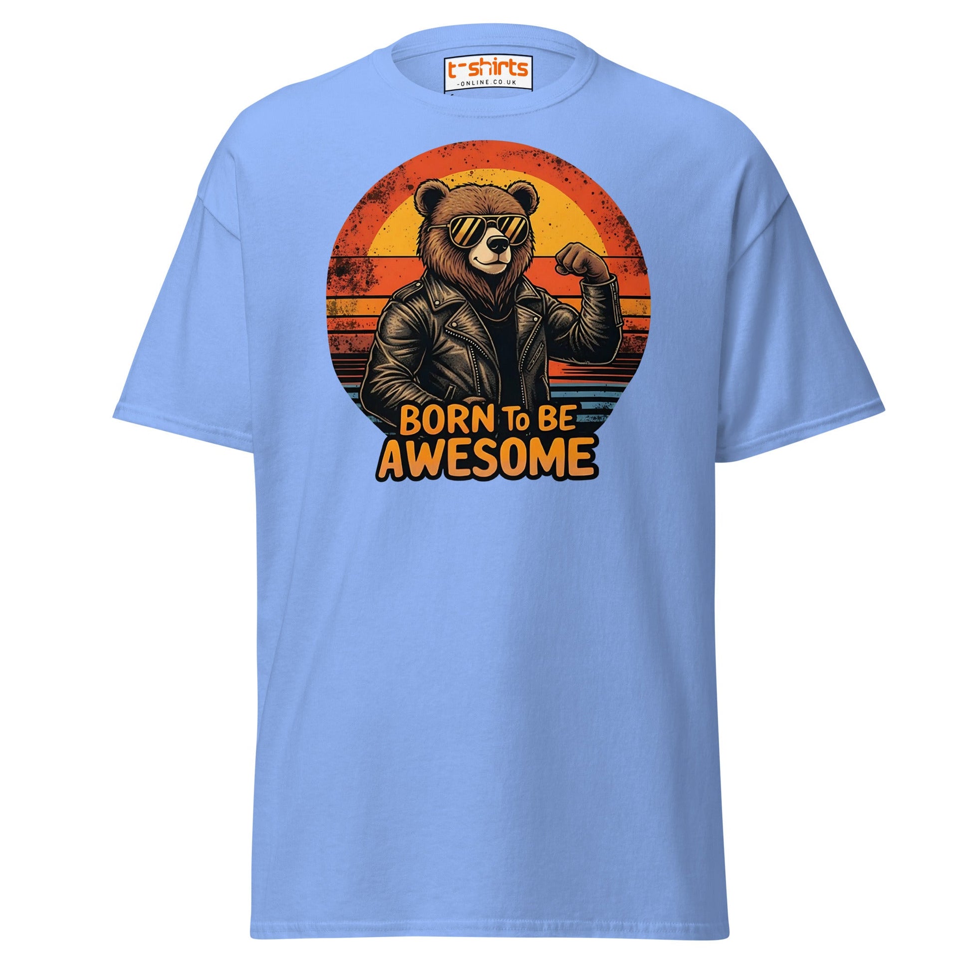 Born to Be Awesome T-Shirt | Cool Bear Graphic Tee - Carolina Blue - T-Shirts Online
