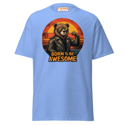 Born to Be Awesome T-Shirt | Cool Bear Graphic Tee - Carolina Blue - T-Shirts Online