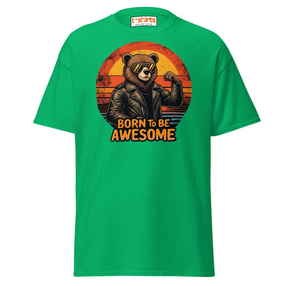 Born to Be Awesome T-Shirt | Cool Bear Graphic Tee - Irish Green - T-Shirts Online