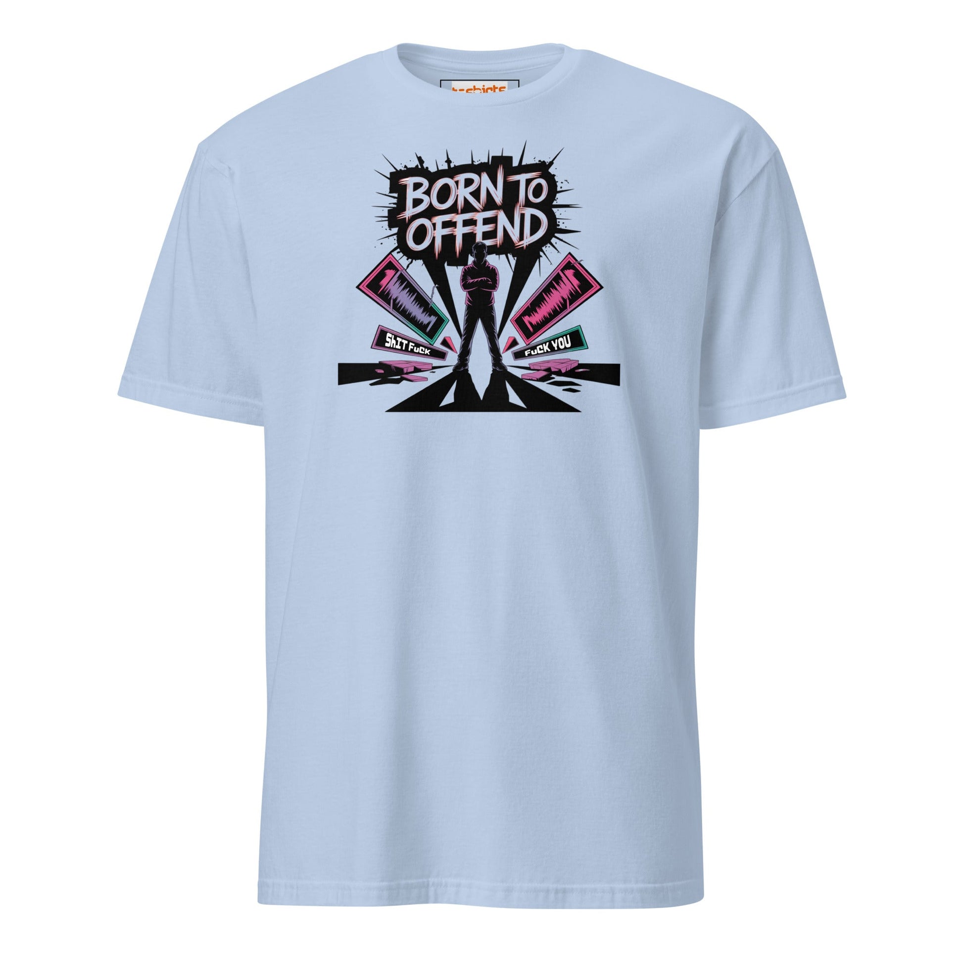 Born to Offend T-Shirt | Adult Humour Tee - Light Blue - T-Shirts Online