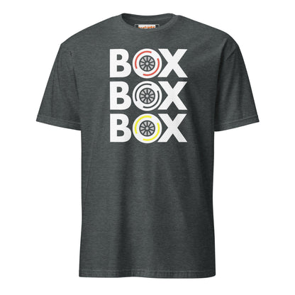 Box Box Box T-Shirt | Motor Racing Tee - Dark Heather - T-Shirts Online