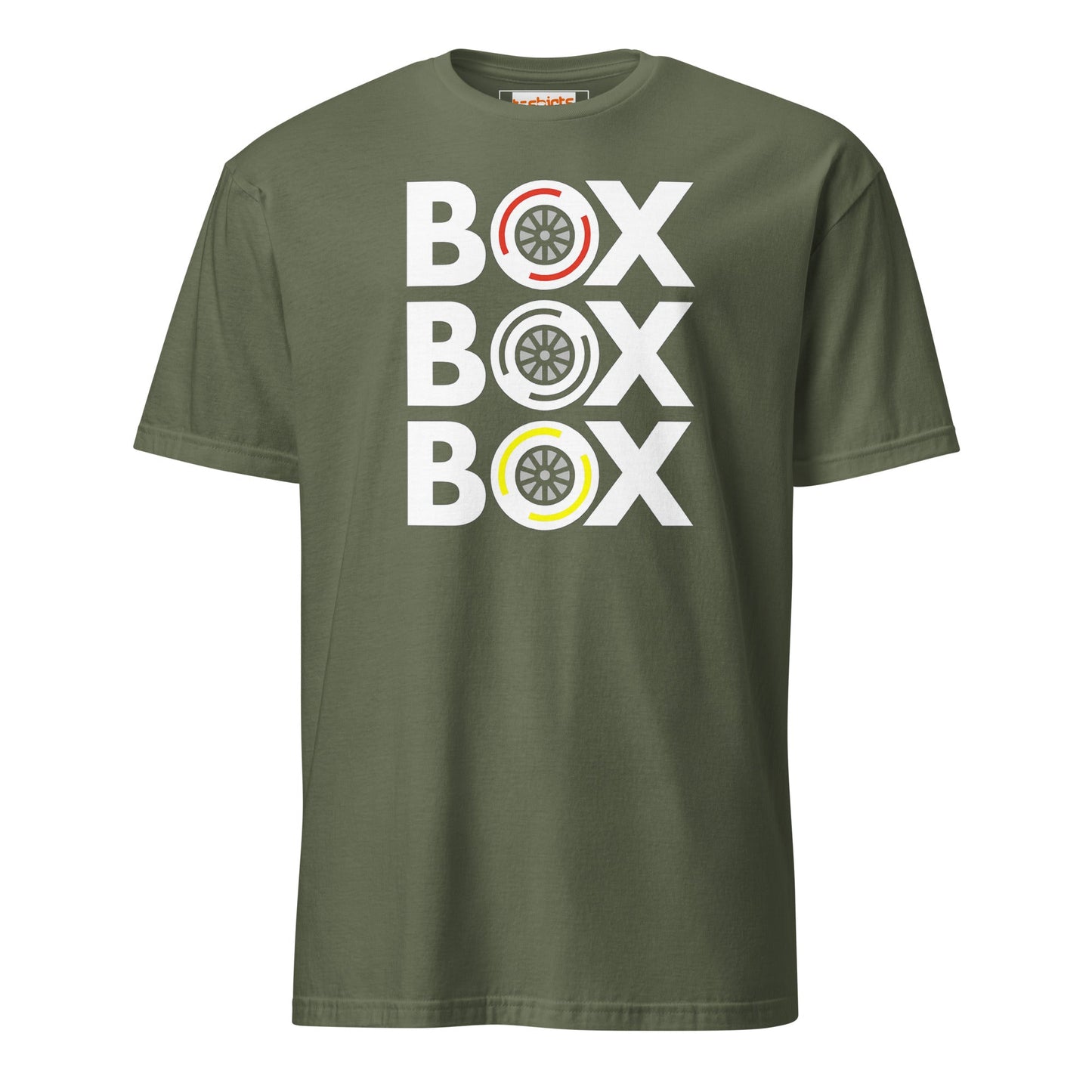Box Box Box T-Shirt | Motor Racing Tee - Military Green - T-Shirts Online